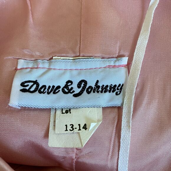 Dave and Johnny Cocktail Mini Dress L Tuxedo Pink Satin Rhinestones Burlesque - Picture 13 of 15
